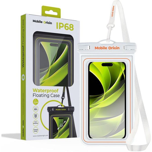 Mobile Origin Waterproof Floating Case 6.5" White/Orange DBL-WHT-ORG01