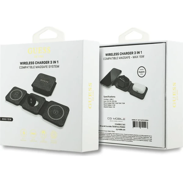 Guess PU 4G MagSafe bezdrátová nabíječka 3v1 černá - Nabíječky - Obrázek f1874a1145c548638bd967b8fba2d9a2