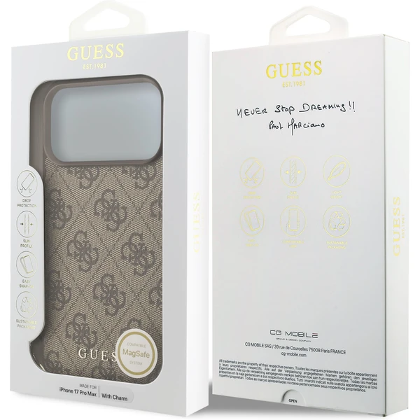 Guess 4G Charm kryt iPhone 17 Pro Max hnědý - Pouzdra - Obrázek f1f7657c32f74695a2a7583a7cd8e60d
