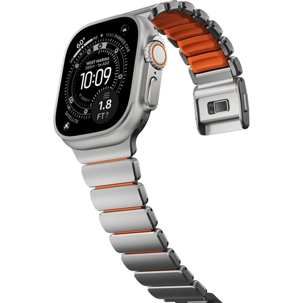 Nomad Stratos Band FKM řemínek Apple Watch 45/46/49mm Natural Titanium/Ultra Orange - Řemínky - Obrázek f265f45fd5264d1bb8d09c571a6754d3