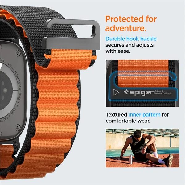 Spigen Fabric Band (hook) řemínek Apple Watch 49/46/45/44mm černý/oranžový - Řemínky - Obrázek f2a28ce5411243e5b679b74e91b41bca