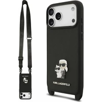 Karl Lagerfeld Saffiano Crossbody Popruh Karl and Choupette kryt iPhone 18 Pro černý - Pouzdra