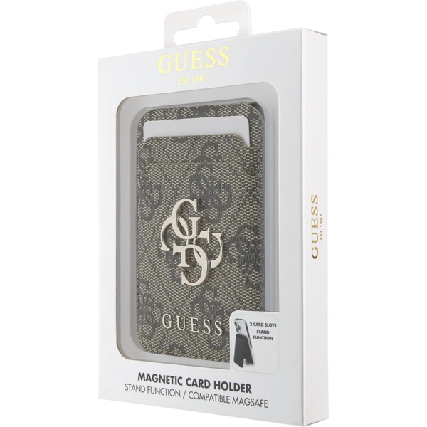 Guess 4G Metal Logo MagSafe Cardslot peněženka se stojanem hnědá - Peněženky - Obrázek f2efc99d10a04ff7832069386cc63f45