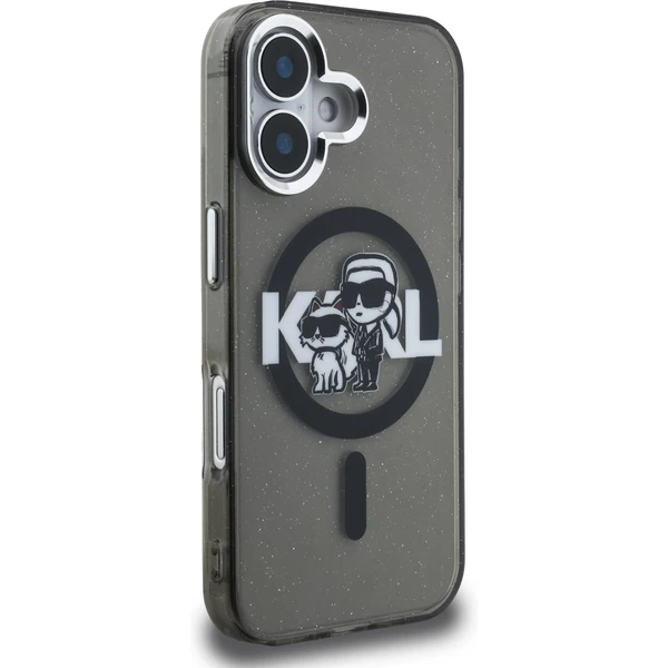 Karl Lagerfeld IML Glitter Karl and Choupette Sketch MagSafe kryt iPhone 16 černý - Pouzdra - Obrázek f2f4b17234d94d0382b86634a286d73a