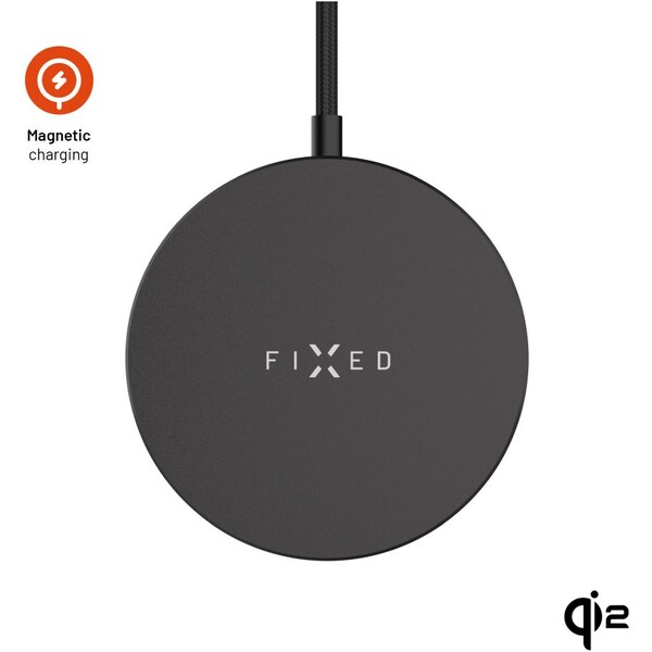 FIXED MagPad Slim MagSafe nabíječka s Qi2, 15W, černá