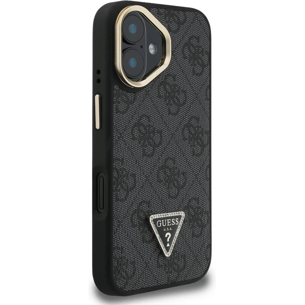 Guess PU 4G Strass Triangle Logo Stand Camera Frame MagSafe kryt iPhone 16 černý - Pouzdra - Obrázek f3e05630032a44618f883593f5b2b2dd