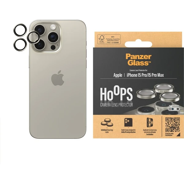 PanzerGlass HoOps ochranné kroužky Apple iPhone 16 Pro/16 Pro Max/15 Pro/15 Pro Max přírodní hliník - Ochranné folie a skla - Obrázek f3f323aefee1458fa241a2910034647c