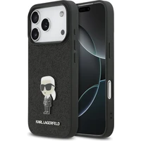 Karl Lagerfeld Fixed Glitter Metal Ikonik kryt iPhone 17 Pro černý - Pouzdra