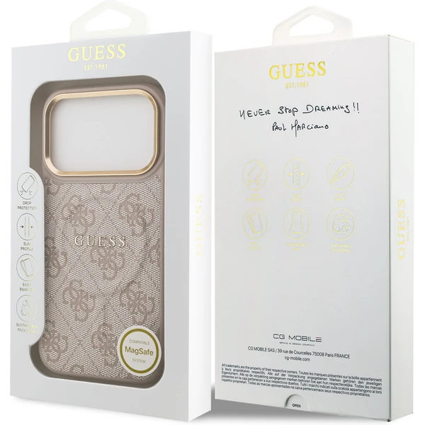 Guess PU Leather 4G Gold Frame MagSafe kryt iPhone 17 Pro růžový - Pouzdra - Obrázek f46b072cae6342a3a3955d55c58fcb3f