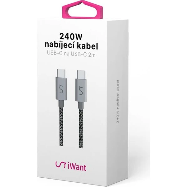 iWant USB-C/USB-C napájecí kabel 240W 2m vesmírně šedý - Kabely a redukce - Obrázek f470bfa7605d49958e150062e46d22f2