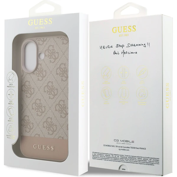 Guess PU 4G Stripe Zadní Kryt pro iPhone 17 růžový - Pouzdra - Obrázek f476b9a98cdd4ca0935906640fc25d25