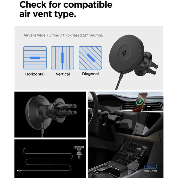 Spigen OneTap Pro 4 Airvent Qi2 MagSafe držák do mřížky ventilace s nabíjením - Držáky - Obrázek f4a2ea9c9dd1450ea9b7bfa56784ae09