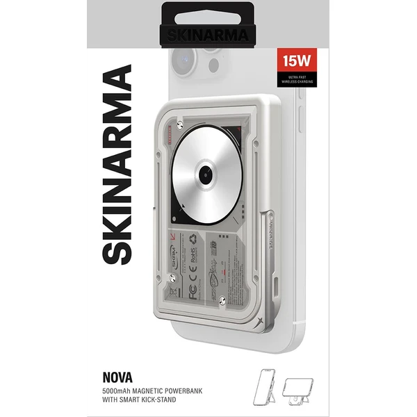 SKINARMA Nexus Nova MagSafe powerbanka se stojánkem, USB-C, PD (5000 mah) světle šedá - Powerbanky - Obrázek f4a35dca046e4509bfe8d82f097cfdb7
