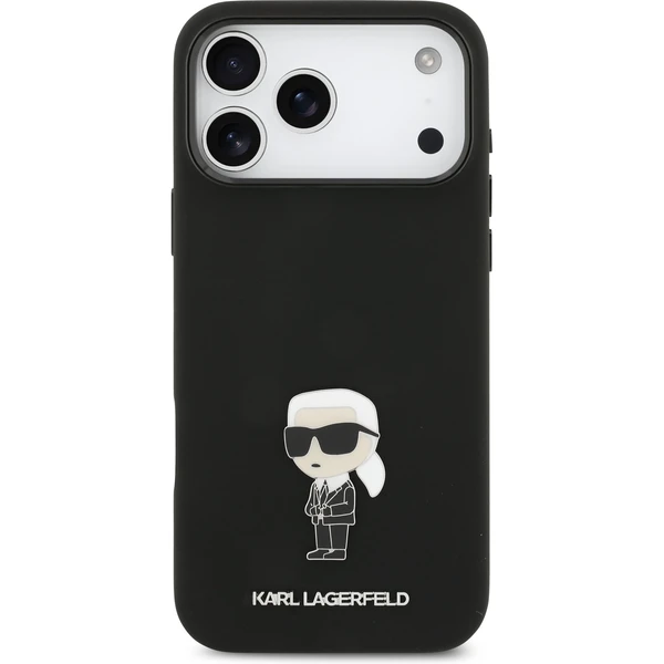 Karl Lagerfeld Liquid Silicone Metal Ikonik kryt iPhone 17 Pro Max černý - Pouzdra - Obrázek f4bc942cad1648e88aa4c01caf3f01e8