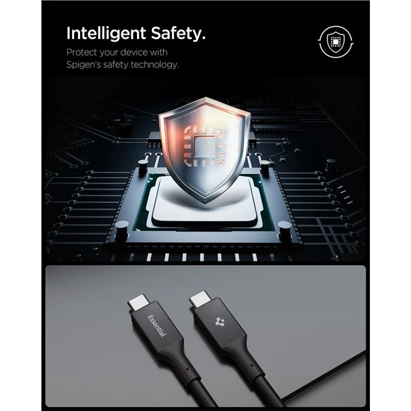 Spigen Essential USB-C/USB-C napájecí kabel 100W 1m černý - Kabely a redukce - Obrázek f4c0e31dbff44b8998011e8da87b492b