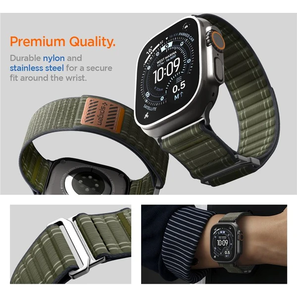 Spigen Fabric Band řemínek (hook-and-loop) Apple Watch 49/46/45/44mm zelený - Řemínky - Obrázek f52adf886be74bb69dd731d3a5d9ef58