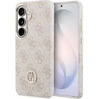 Guess PU Leather 4G Strass Logo Gold Frame Magnetic kryt Samsung Galaxy S26 růžový - Pouzdra