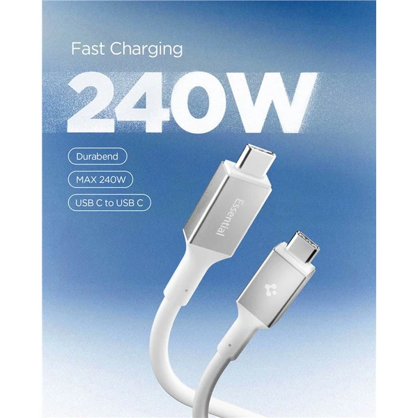 Spigen Essential USB-C/USB-C napájecí kabel 240W 1,2m bílý - Kabely a redukce - Obrázek f545abfe882743949db885e8e2d20a05