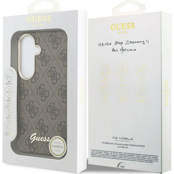 Guess PU 4G Script Metal Logo Magnetic kryt Samsung Galaxy S26 hnědý - Pouzdra - Obrázek f57d51857fbb4b079c1aa80dc1871cda