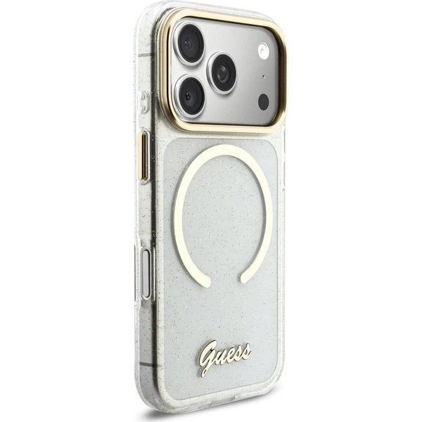 Guess IML Glitter Script Strap MagSafe kryt iPhone 17 Pro Max čirý - Pouzdra - Obrázek f590bc5d9bef49c4a23913ba6afb353f