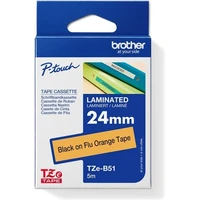 Brother TZe-B51 páska černá na fluorescenční oranžové 24 mm - Pásky pro štítkovače