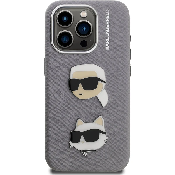 Karl Lagerfeld Grained PU K&CH Heads kryt iPhone 15 Pro Max šedý - Pouzdra - Obrázek f5c8e6f08b694c01b61e676ed7dd8005