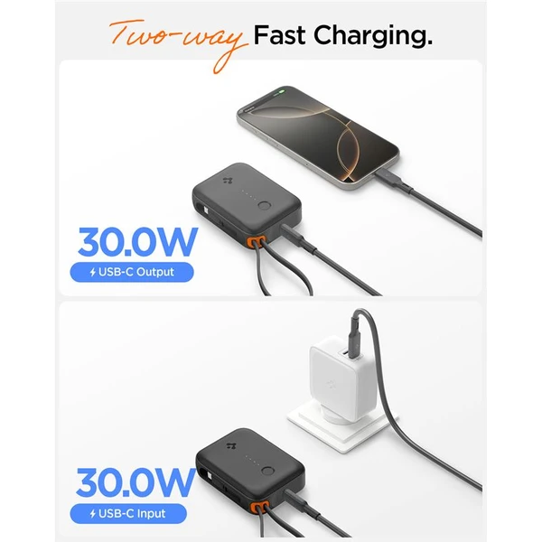 Spigen Essential powerbanka s kabelem 10000 mAh (30W) černá (EA3010BT) - Powerbanky - Obrázek f650f045a91e472484773fe01212ff8c