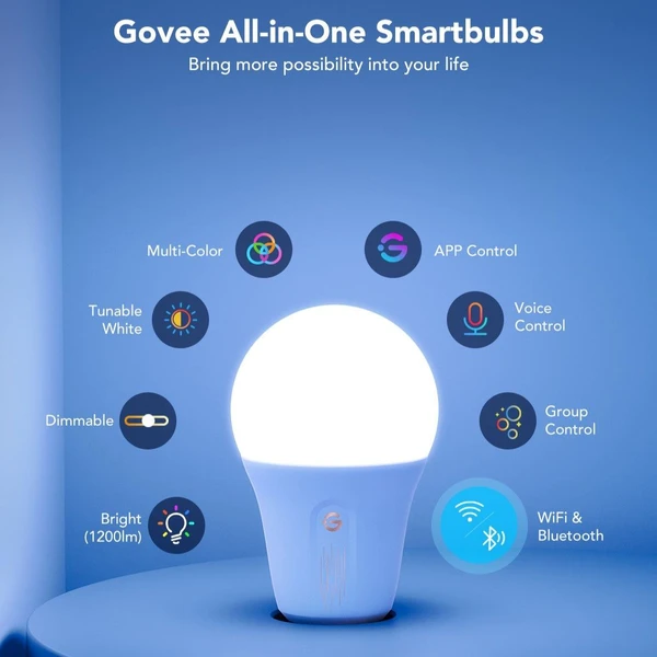 Govee Smart žárovka RGBWW 12W-85W 1200lm E27 Long Life - Žárovky - Obrázek f65e7b7681664b768272e28bb62a4901