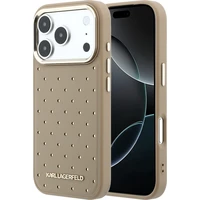 Karl Lagerfeld PU Perforated Gold Dots MagSafe kryt iPhone 17 Pro béžový - Pouzdra