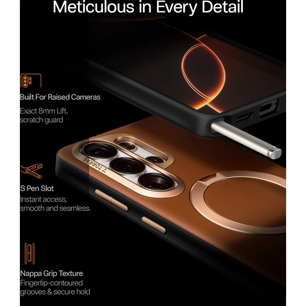 Torras Ostand Q3 VegSkin MagSafe kryt Samsung Galaxy S26 Ultra amber brown - Pouzdra - Obrázek f66c8c351711444ab3f1080652f4d093