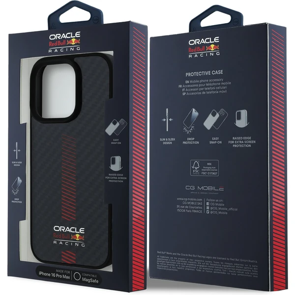 Oracle Red Bull Racing Carbon Powerbar MagSafe kryt iPhone 16 Pro Max černý - Pouzdra - Obrázek f6784420e7fb4761bfbdd12a72c89ea8