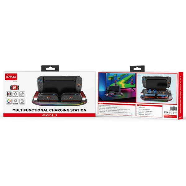 iPega SW2210 Multifunkční Nabíjecí RGB Stojan pro Nintendo Switch 2 černý - Nabíječky - Obrázek f6cdda5e8d154ebc938e9df4e3f5662c