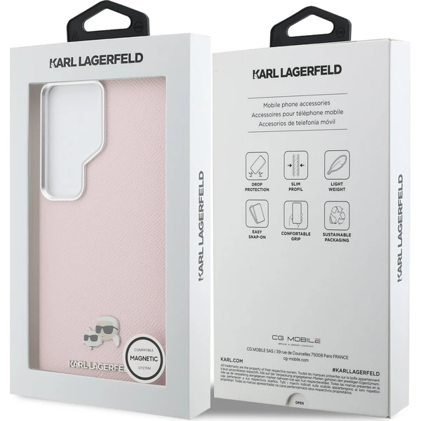 Karl Lagerfeld Grained PU Leather K&CH Heads Magnetic kryt Samsung Galaxy S26 Ultra růžový - Pouzdra - Obrázek f6f9aa03912140d08f81a10c66805bce