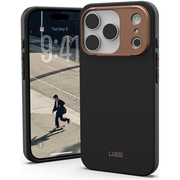UAG Fibr Armr MagSafe kryt iPhone 17 Pro kevlar černý/bronzový
