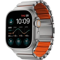 Nomad Stratos Band FKM řemínek Apple Watch 45/46/49mm Natural Titanium/Ultra Orange - Řemínky