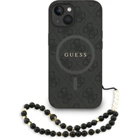 Guess PU Leather 4G Colored Ring Strap MagSafe kryt iPhone 15 černý - Pouzdra