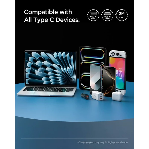 Spigen Essential USB-A/USB-C napájecí kabel 60W 2m bílý - Kabely a redukce - Obrázek f89896bcad724a2788944d4d7461ab22