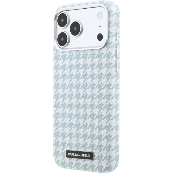 Karl Lagerfeld PU Houndstooth Resin Plate MagSafe kryt iPhone 17 Pro Max modrý - Pouzdra - Obrázek f8a3a7da636442acbbfafe52e37d3630