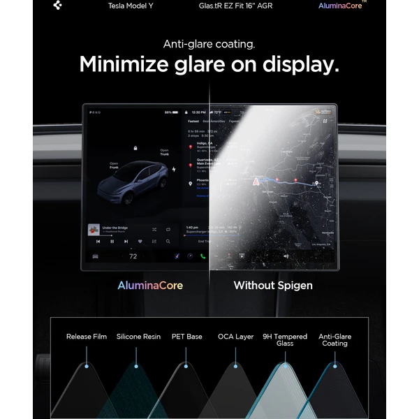 Spigen EZ Fit Anti Glare Matte FC tvrzené sklo Tesla Model Y L 2026 černé - Ochranné folie a skla - Obrázek f8afc30f99554da9afb92a92f2773eee