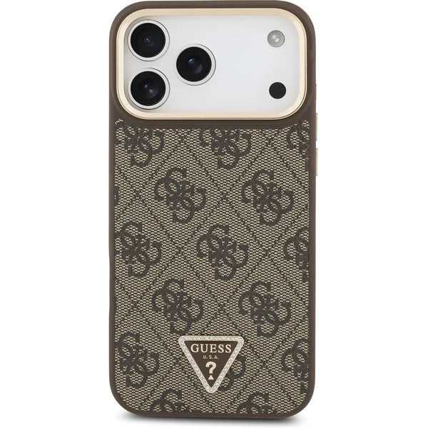 Guess PU Leather 4G Triangle Logo Gold Frame MagSafe kryt iPhone 17 Pro Max hnědý - Pouzdra - Obrázek f8dc7e1a17f54fafa83b607e4952b8e8
