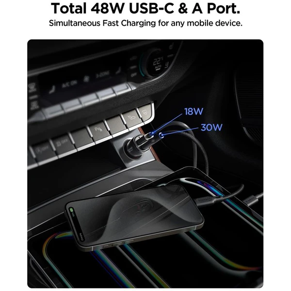 Spigen ArcStation Essential 48W nabíječka do auta černá - Nabíječky - Obrázek f9a720ef3b894cc9b1405140985cc594
