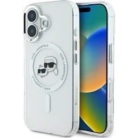 Karl Lagerfeld IML K&CH Heads Metal Frame MagSafe kryt pro iPhone 16 Plus čirý - Pouzdra