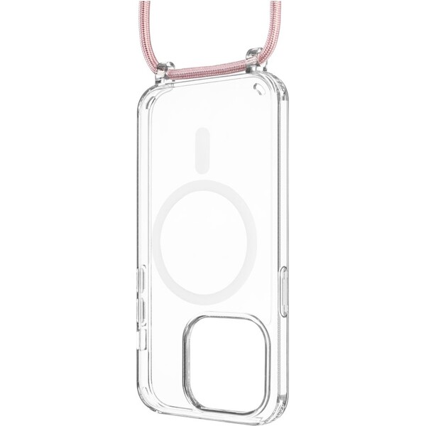 FIXED MagPure Neck kryt s růžovou šňůrkou na krk pro Apple iPhone 16 Pro
