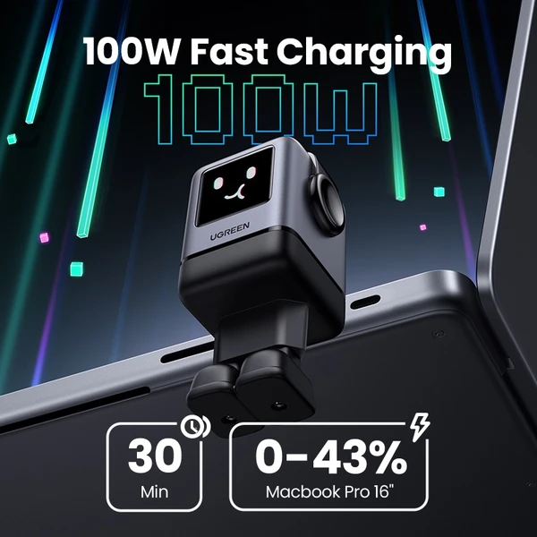 UGREEN Uno RG 100W Robot GaN Fast Charge nabíječka černá - Nabíječky - Obrázek fa4089084d63453b9f61525d262f77ca