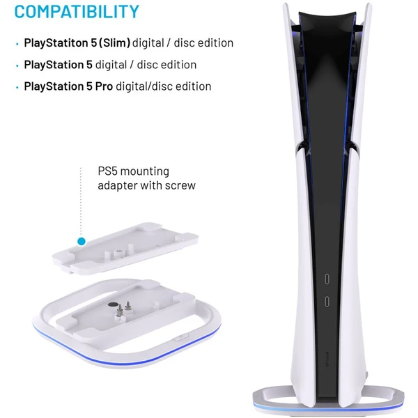 FIXED stojánek pro PlayStation 5/5 (Slim) a PlayStation 5 Pro s RGB LED bílý - Nabíječky - Obrázek fa69bf39f65e493da17cac0718a4ed59