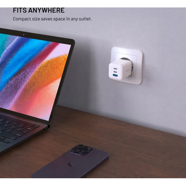 FIXED Mini GaN nabíječka s 2x USB-C a USB-A, PD, 100W, bílá - Nabíječky - Obrázek fa86cf8d70aa4f058a78f0b82d644ad0