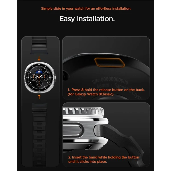 Spigen Silicone Band řemínek Samsung Galaxy Watch8/Classic 46mm/44mm/40mm černý - Řemínky - Obrázek fb01e42ad2b24b888c3104a030ba6548