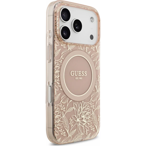 Guess IML Flowers Allover Strap MagSafe kryt iPhone 18 Pro růžový - Pouzdra - Obrázek fb6ac1fa198248649c0ceb9ab55ad886