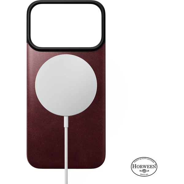 Nomad Magnetic Leather Back (Horween) MagSafe kožený kryt iPhone 18 Pro Burgundy - Pouzdra - Obrázek fb6ce0c52d364115b2b3458b110bf0ac