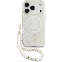 Guess IML Flowers Allover Strap MagSafe kryt iPhone 18 Pro bílý - Pouzdra
